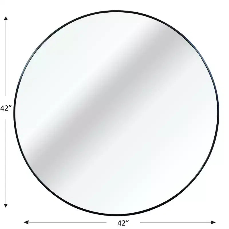 Miroir mural rond 42" – Noir / Or / Argent, Cadre en aluminium