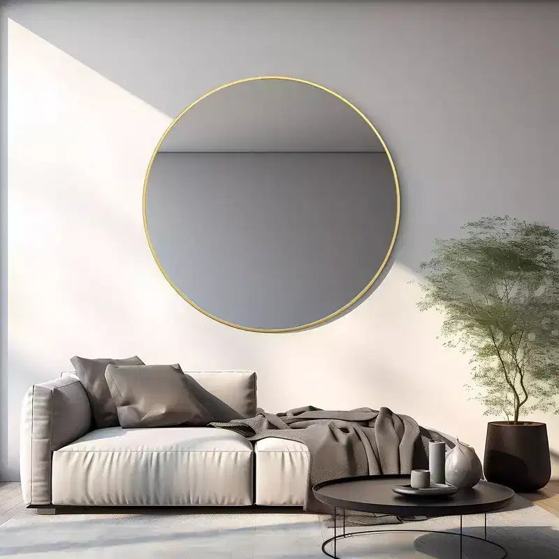 Miroir mural rond 42" – Noir / Or / Argent, Cadre en aluminium