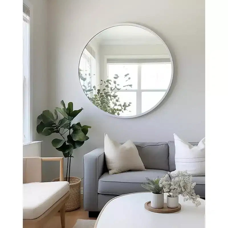 Miroir mural rond 42" – Noir / Or / Argent, Cadre en aluminium