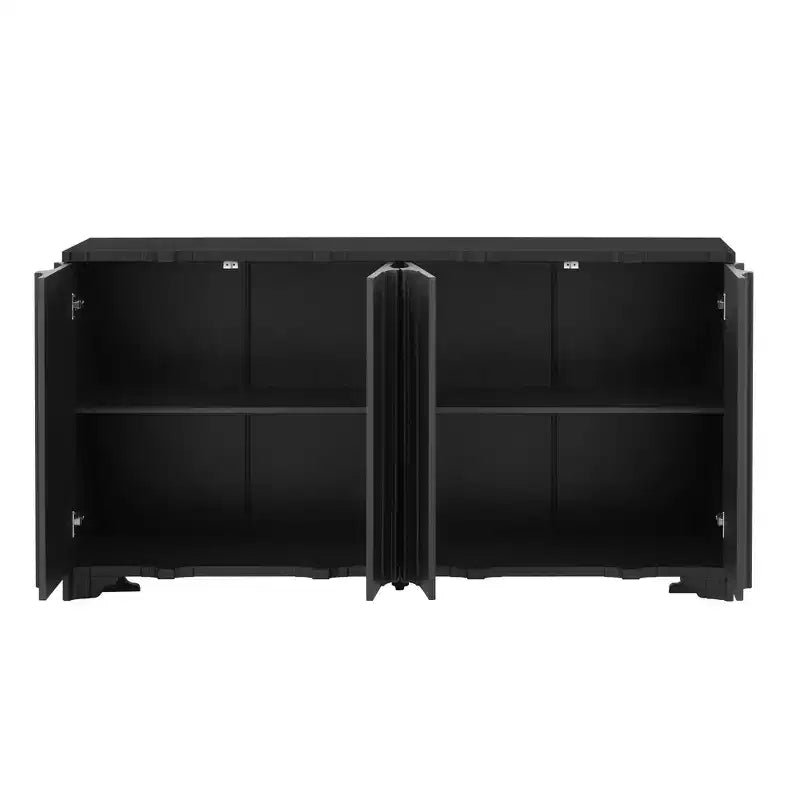 Beige / Noir / Bleu marine / Blanc | Buffet de rangement 4 portes | 1 personne pour l'assemblage | Meuble de rangement en MDF pour salle à manger et salon