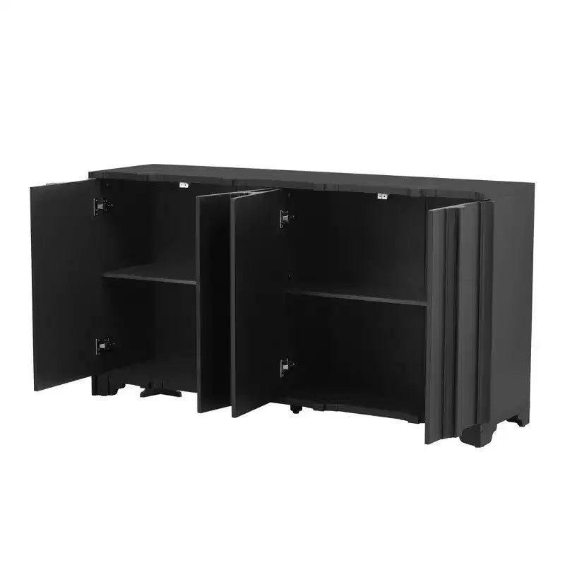 Beige / Noir / Bleu marine / Blanc | Buffet de rangement 4 portes | 1 personne pour l'assemblage | Meuble de rangement en MDF pour salle à manger et salon