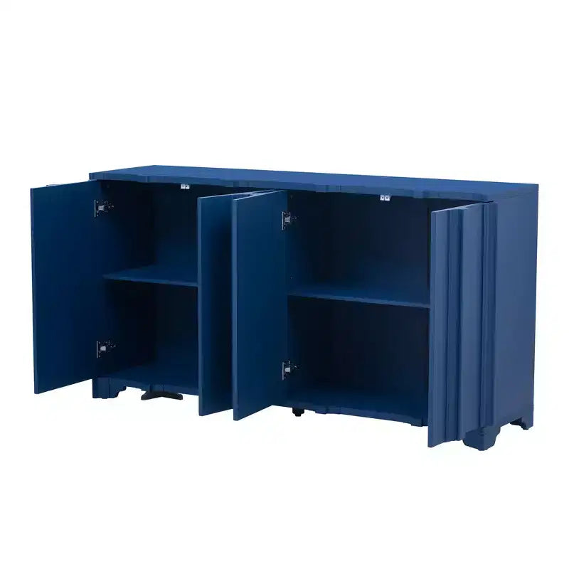 Beige / Noir / Bleu marine / Blanc | Buffet de rangement 4 portes | 1 personne pour l'assemblage | Meuble de rangement en MDF pour salle à manger et salon