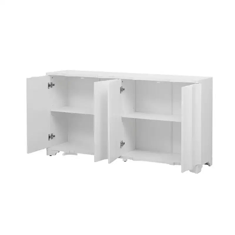 Beige / Noir / Bleu marine / Blanc | Buffet de rangement 4 portes | 1 personne pour l'assemblage | Meuble de rangement en MDF pour salle à manger et salon