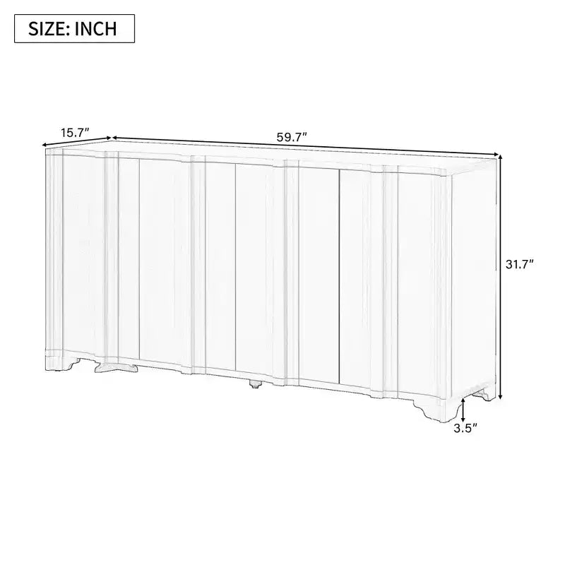 Beige / Noir / Bleu marine / Blanc | Buffet de rangement 4 portes | 1 personne pour l'assemblage | Meuble de rangement en MDF pour salle à manger et salon