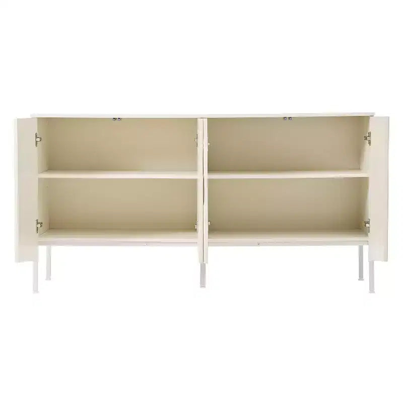 Beige / Noir / Bleu marine / Blanc | Buffet de rangement 4 portes | 1 personne pour l'assemblage | Meuble de rangement en MDF pour salle à manger et salon