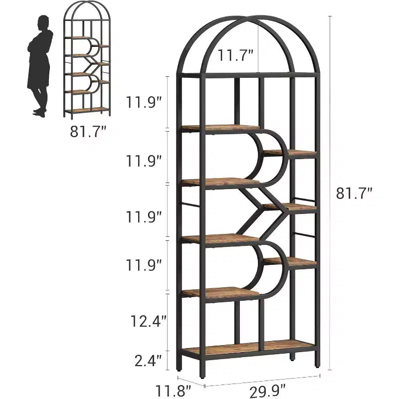 Étagère Arche à 6 Niveaux, Marron / Or, Style Industriel, Utilisateur Unique