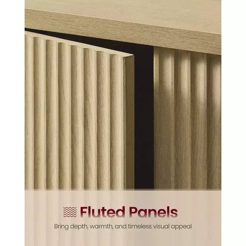 Buffet 4 portes cannelé – Chêne Beige / Gris Lavé