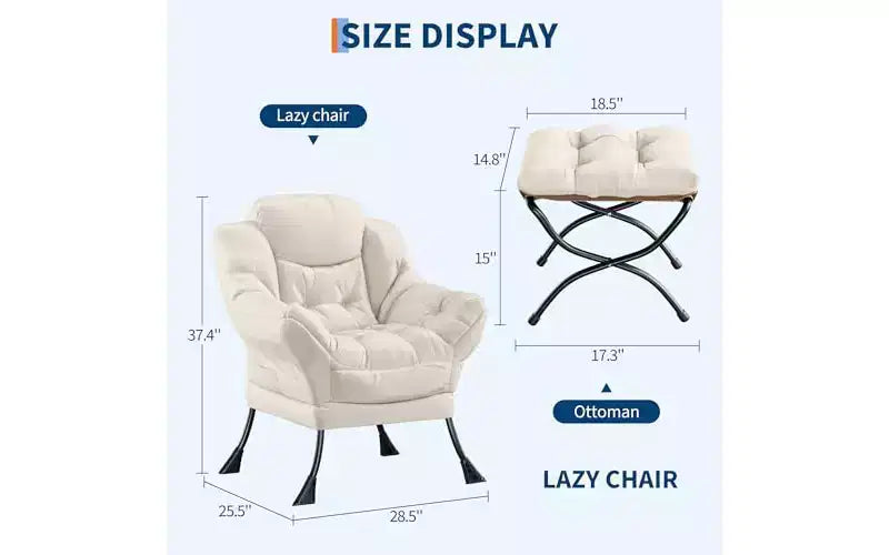 Fauteuil de salon en similicuir gris avec ottoman – Une place