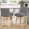 Dyonery 26.8 Height Counter Height Swivel Bar Stools Set of 2, Upholstered Counter Kitchen Barstools with Back, Solid Wood Legs, Fabric - Blue