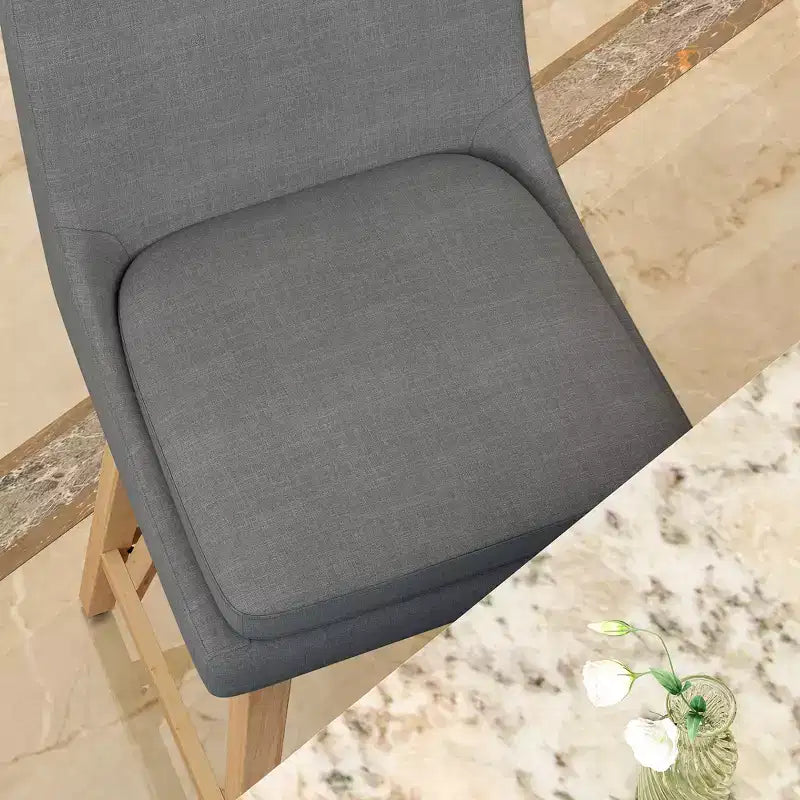 Tabouret de comptoir pivotant en lin bleu, lot de 2 (structure en métal, rembourré)