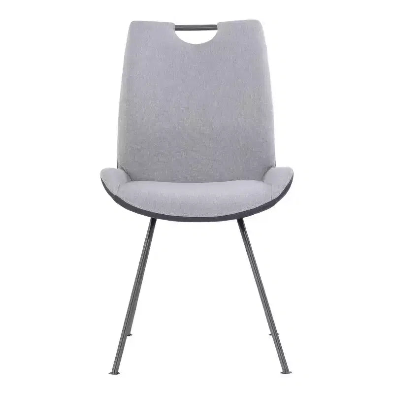 Chaise de salle à manger en similicuir gris poudré et étain, lot de 2