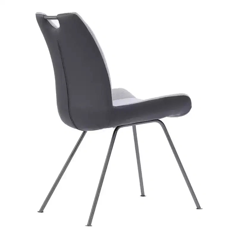 Chaise de salle à manger en similicuir gris poudré et étain, lot de 2