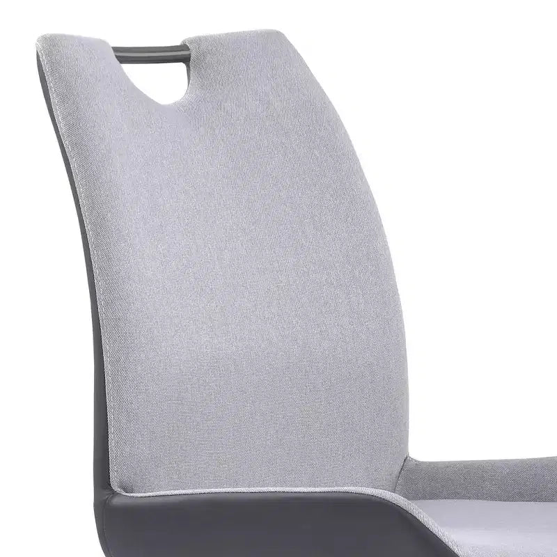 Chaise de salle à manger en similicuir gris poudré et étain, lot de 2