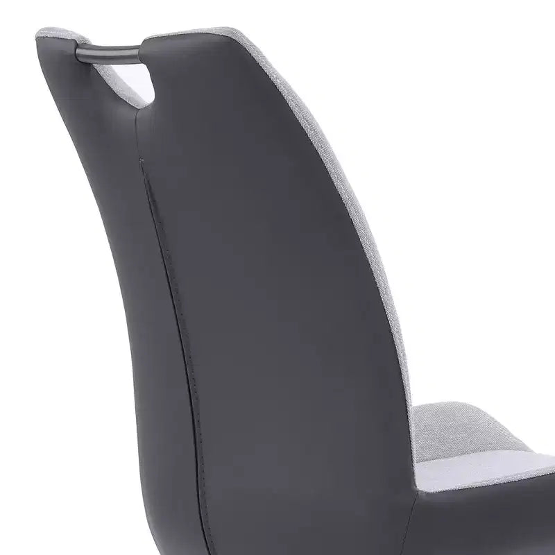 Chaise de salle à manger en similicuir gris poudré et étain, lot de 2