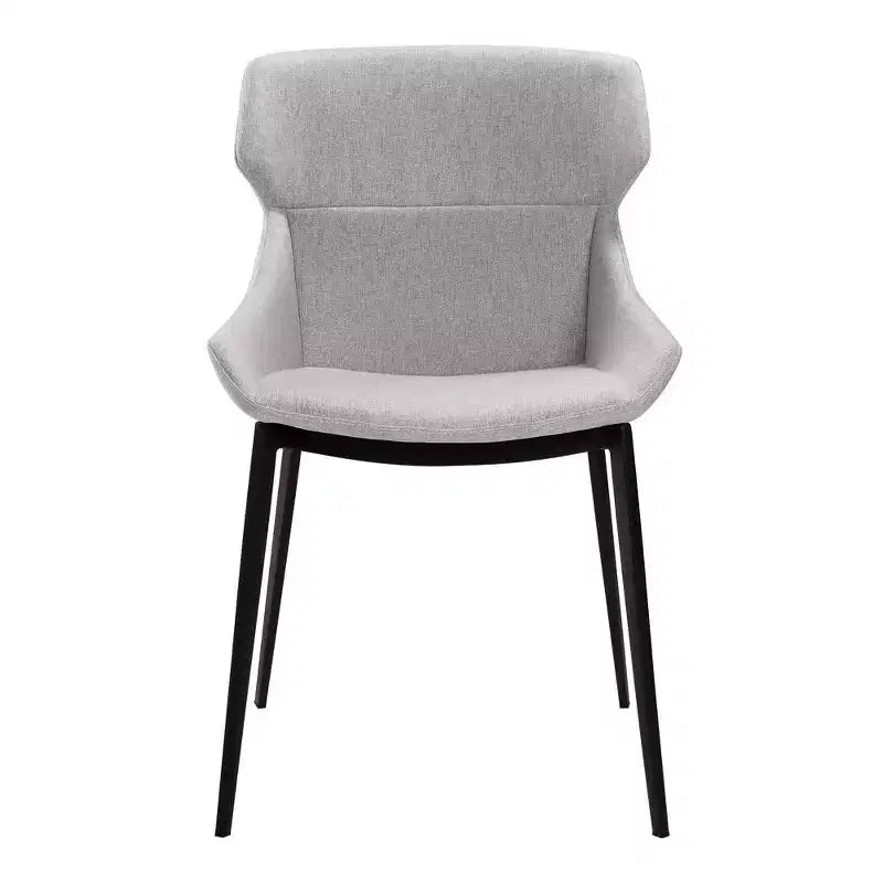 Chaise de salle à manger noire mate en tissu gris – Lot de 2