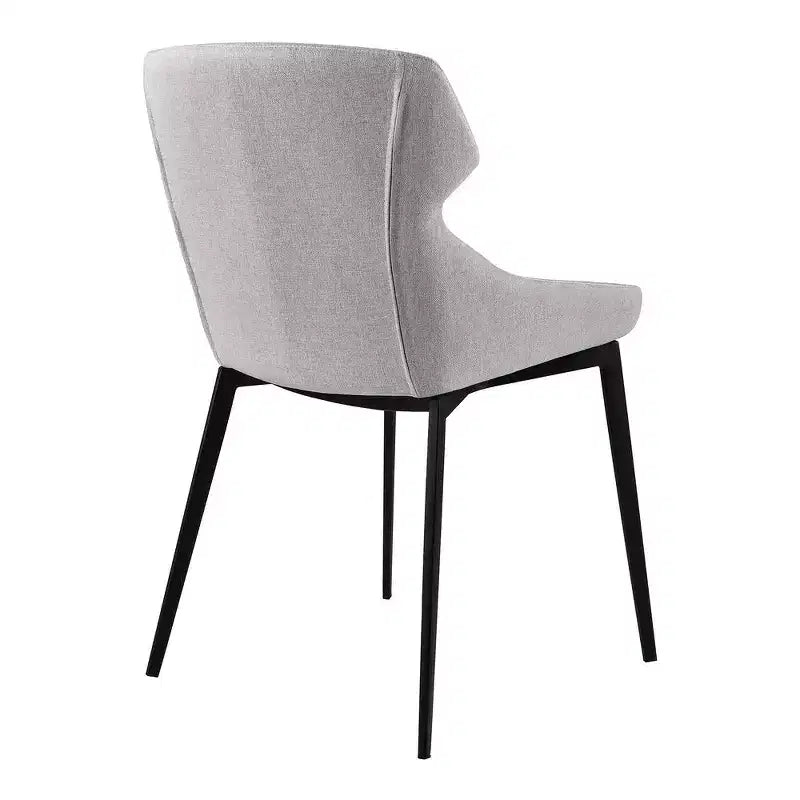 Chaise de salle à manger noire mate en tissu gris – Lot de 2