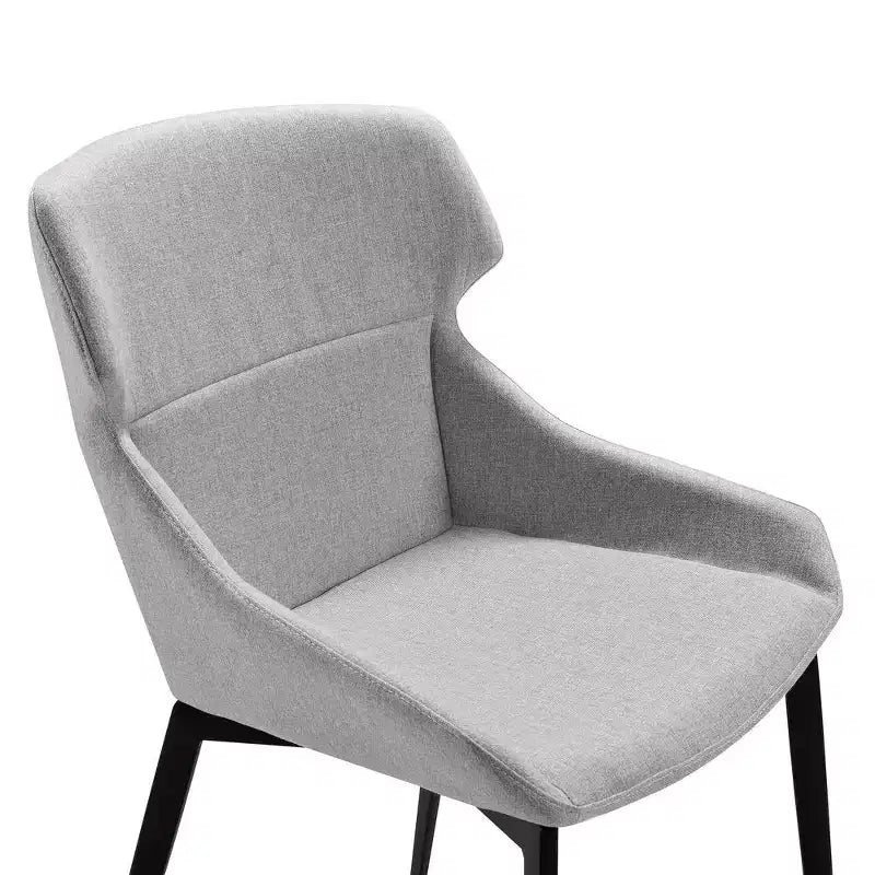 Chaise de salle à manger noire mate en tissu gris – Lot de 2