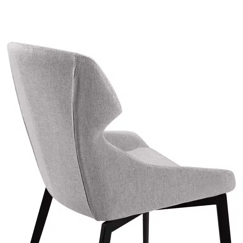 Chaise de salle à manger noire mate en tissu gris – Lot de 2