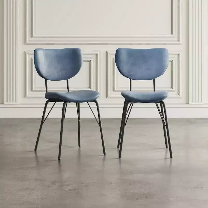 Chaise de salle à manger en similicuir noir avec dossier fendu, lot de 2