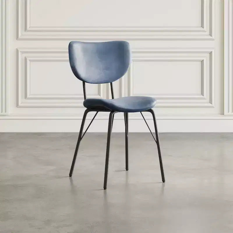 Chaise de salle à manger en similicuir noir avec dossier fendu, lot de 2