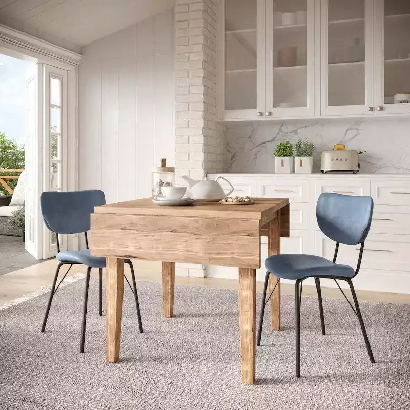 Chaise de salle à manger en similicuir noir avec dossier fendu, lot de 2