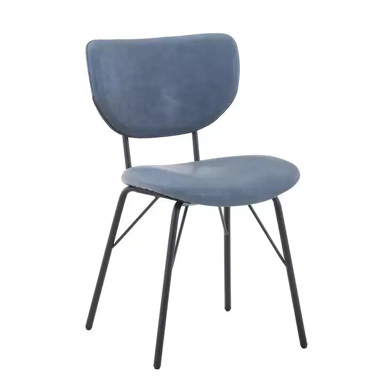 Chaise de salle à manger en similicuir noir avec dossier fendu, lot de 2