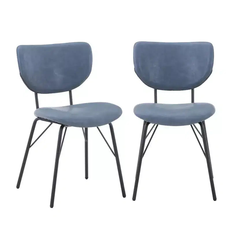 Chaise de salle à manger en similicuir noir avec dossier fendu, lot de 2
