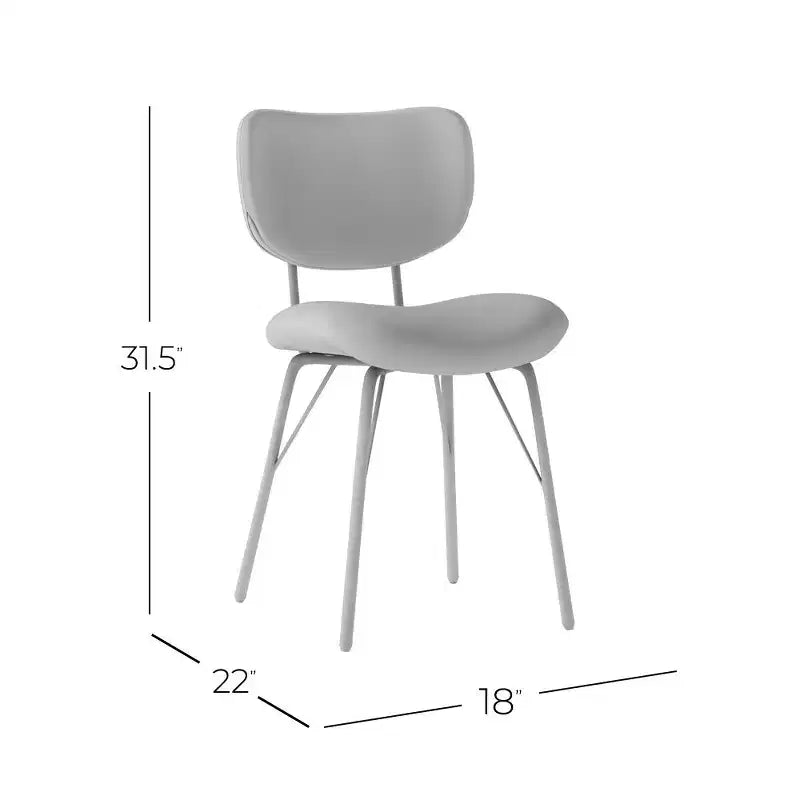 Chaise de salle à manger en similicuir noir avec dossier fendu, lot de 2