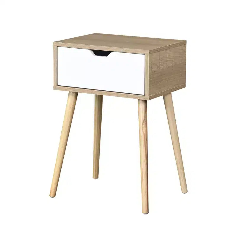 Table de chevet multicolore Mid-Century avec 1 tiroir | MDF | Pour 1 personne