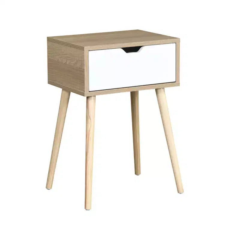Table de chevet multicolore Mid-Century avec 1 tiroir | MDF | Pour 1 personne