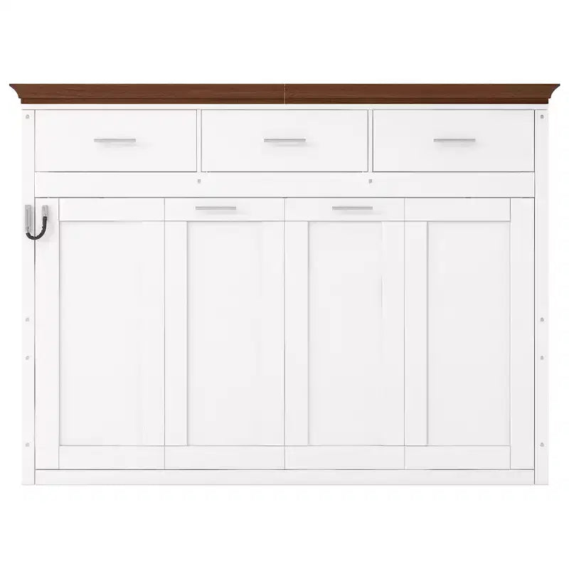 Lit escamotable double blanc avec 3 tiroirs, armoire pliable, 1 personne