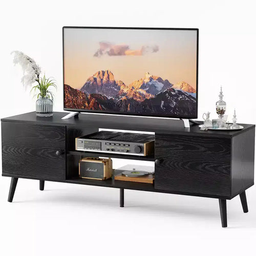Bestier TV Stands for 55/60 inch TV, Entertainment Center with Open Storage Shelves, Modern TV Consoles Cabinet for Living Room, Bedroom