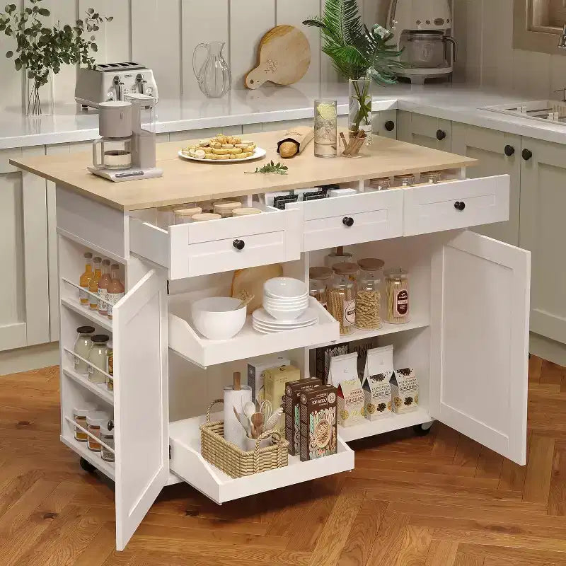 Desserte de cuisine roulante noire/grise/blanche avec tiroirs et prise électrique, pour 1 personne