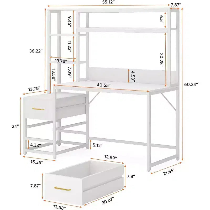 Bureau d'angle pour ordinateur – Gris/Noir, Blanc, Marron/Blanc | En L, 1 personne