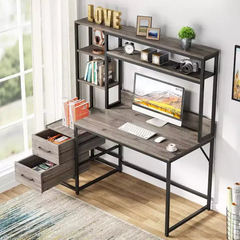 Bureau d'angle pour ordinateur – Gris/Noir, Blanc, Marron/Blanc | En L, 1 personne