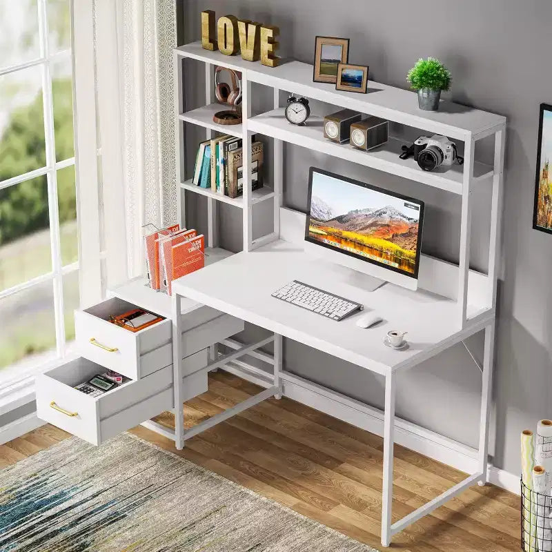 Bureau d'angle pour ordinateur – Gris/Noir, Blanc, Marron/Blanc | En L, 1 personne