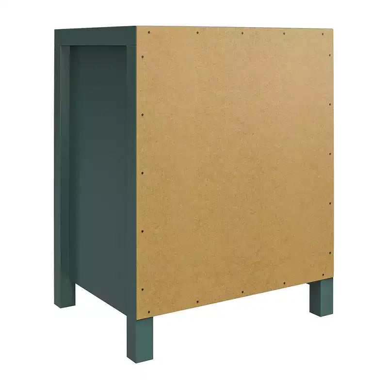 Table de chevet verte en MDF avec tiroir et niche ouverte, usage 1 personne