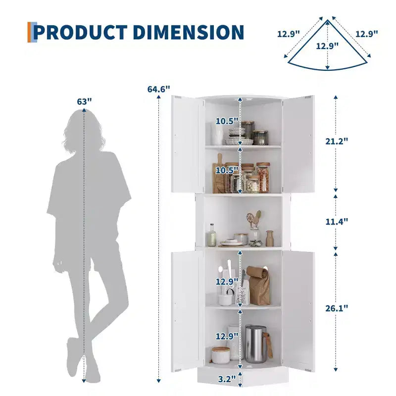 Meuble d'angle noir/marron/blanc | 4 portes de grange | 5 niveaux | Autonome | Assemblage par 1 personne