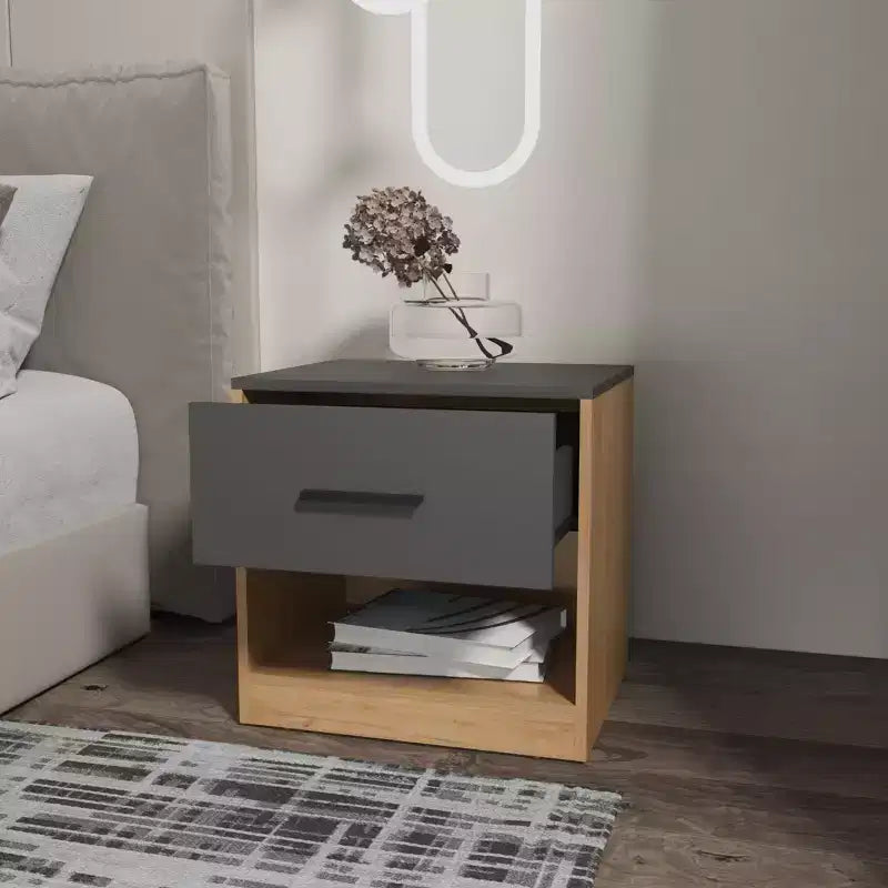 Table de chevet multicolore à 1 tiroir, Table d'appoint de chambre pour 1