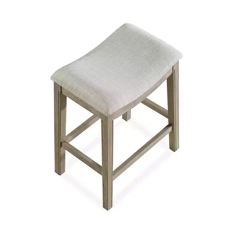 Tabouret de comptoir sans dossier rembourré gris, cadre en chêne recyclé, lot de 2