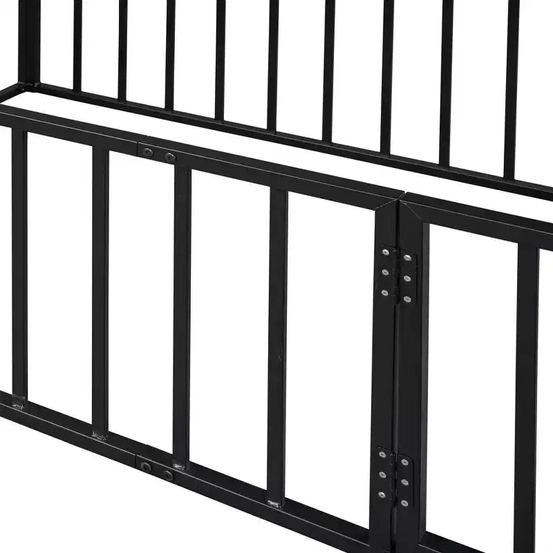 Cadre de lit au sol en métal avec barrière et porte – Noir/Rose/Blanc, Simple/Double/Queen, 1 personne