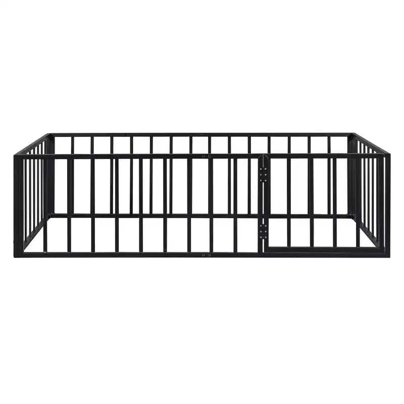 Cadre de lit au sol en métal avec barrière et porte – Noir/Rose/Blanc, Simple/Double/Queen, 1 personne