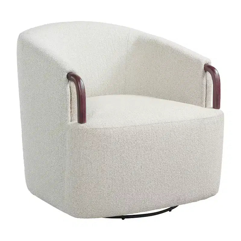 Fauteuil pivotant cylindrique multi beige/marron – Boucle, pivotant à 360°, 1 place