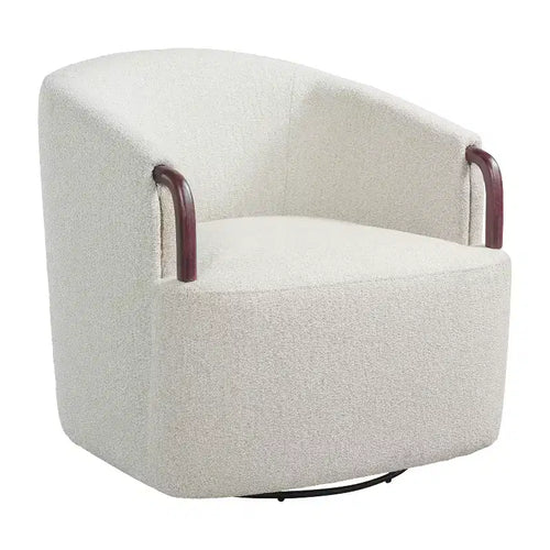 Fauteuil pivotant cylindrique multi beige/marron – Boucle, pivotant à 360°, 1 place