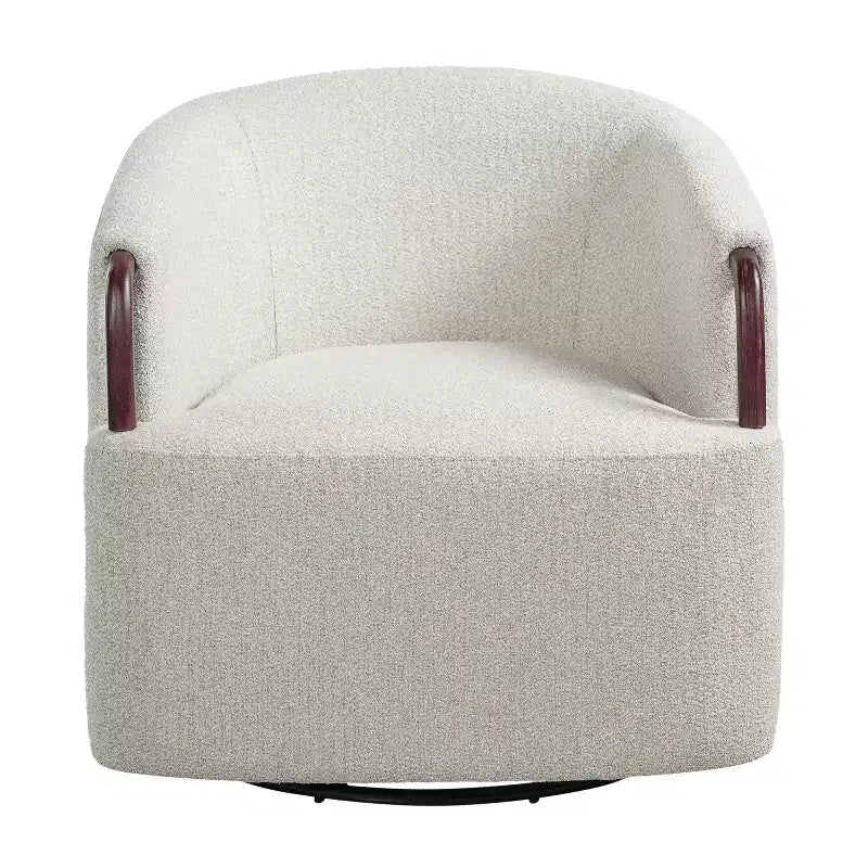 Fauteuil pivotant cylindrique multi beige/marron – Boucle, pivotant à 360°, 1 place