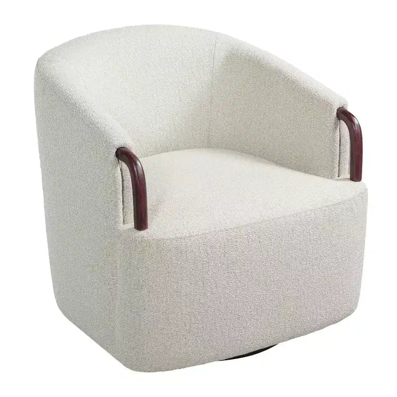 Fauteuil pivotant cylindrique multi beige/marron – Boucle, pivotant à 360°, 1 place