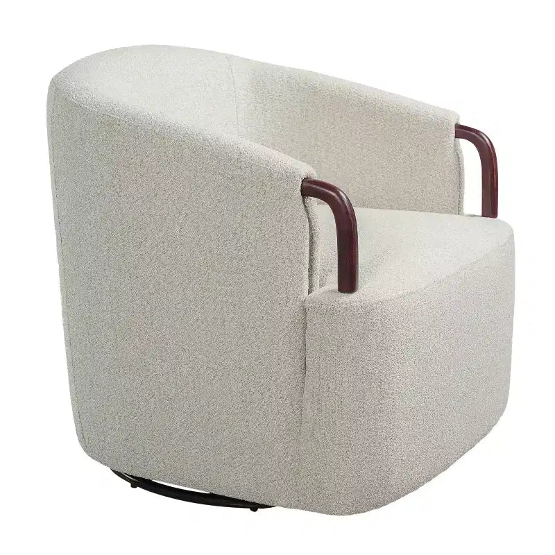 Fauteuil pivotant cylindrique multi beige/marron – Boucle, pivotant à 360°, 1 place