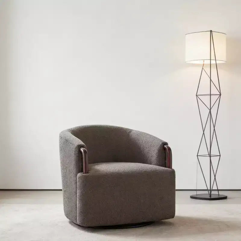 Fauteuil pivotant cylindrique multi beige/marron – Boucle, pivotant à 360°, 1 place