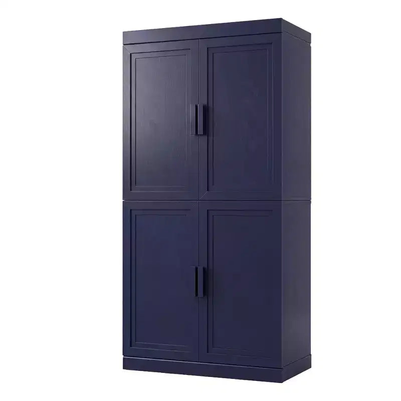 Meuble de rangement autoportant à 4 portes bleu foncé/vert foncé avec étagères réglables, 31"L × 62"/72"H, pour 1