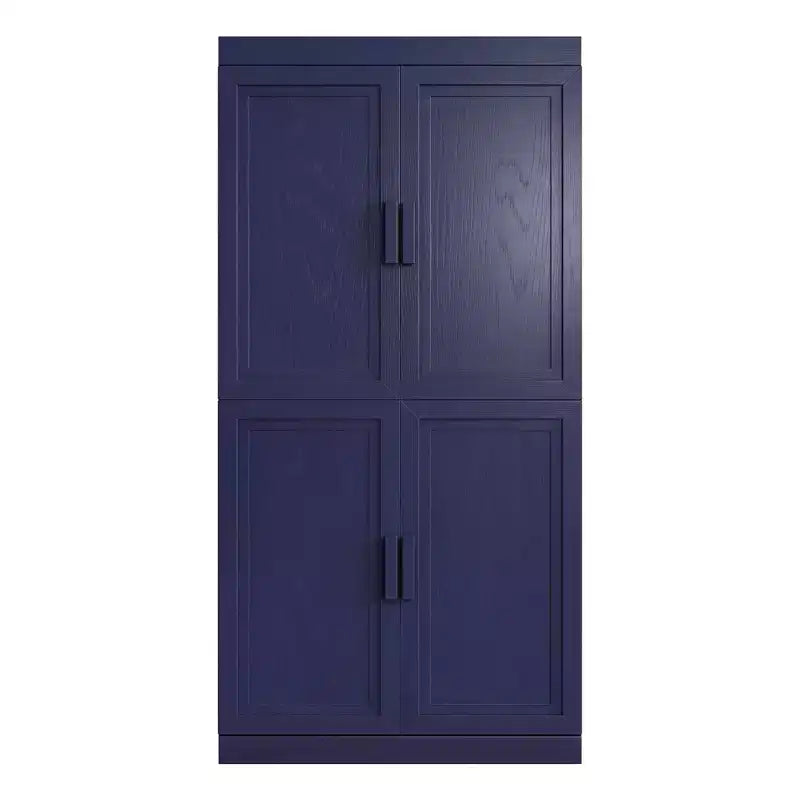 Meuble de rangement autoportant à 4 portes bleu foncé/vert foncé avec étagères réglables, 31"L × 62"/72"H, pour 1
